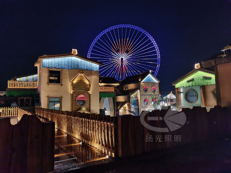 鄉(xiāng)村小鎮(zhèn)夜景燈光工程實拍圖一