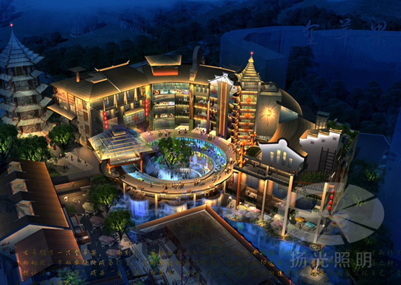 旅游小鎮(zhèn)夜景照明設(shè)計效果圖一