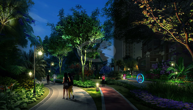 小區(qū)道路夜景燈光設(shè)計效果圖