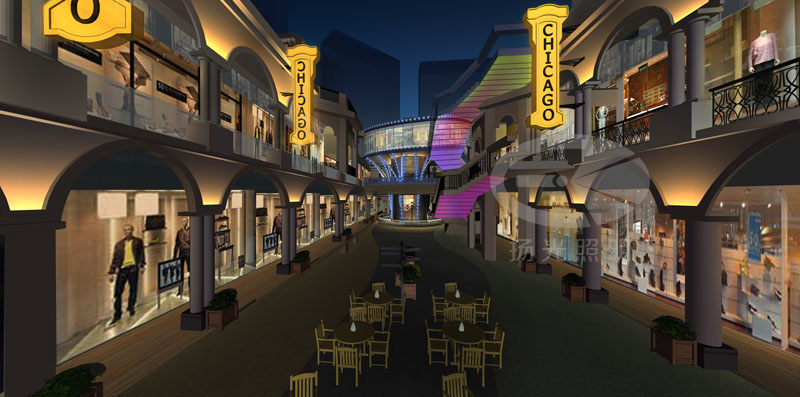 步行街景觀照明設(shè)計(jì)效果圖