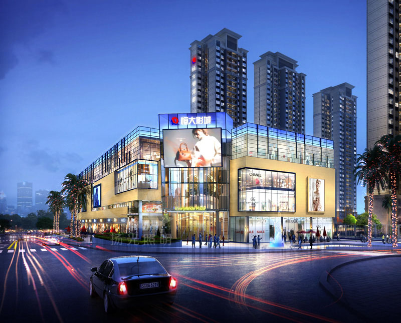 商業(yè)綜合體泛光照明設(shè)計效果圖