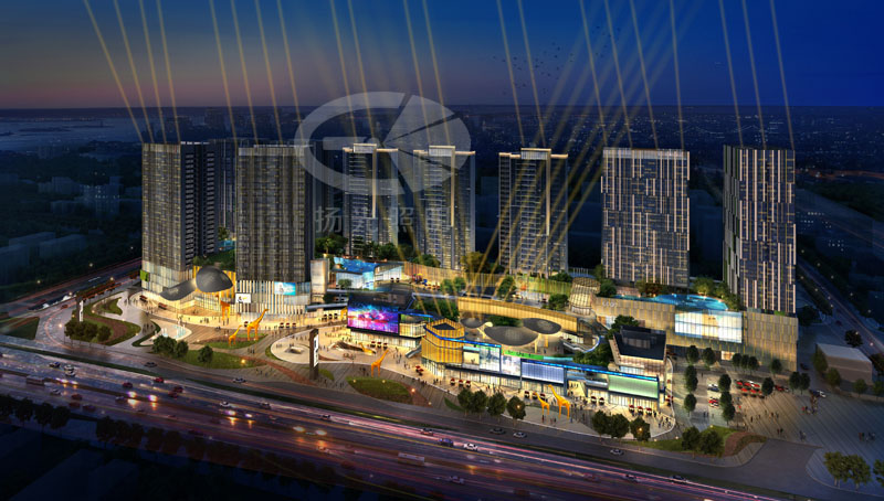 商業(yè)廣場(chǎng)戶外照明設(shè)計(jì)效果圖